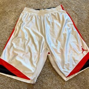 Jordan Dri Fit Basketball Shorts. Men's Athletic Shorts in White and Red